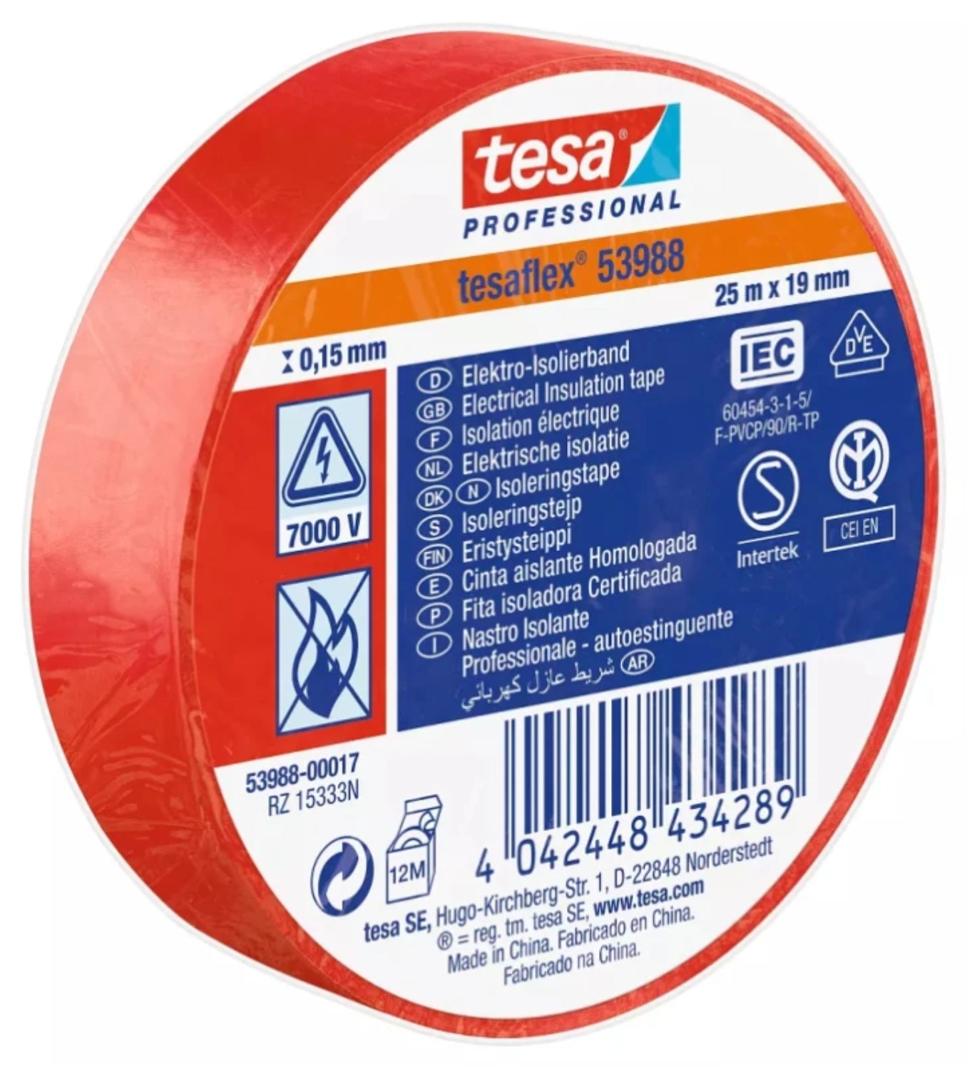 Nastri Isol. Tesa Rosso Imq 25 × 1,9 mCM – Default Title