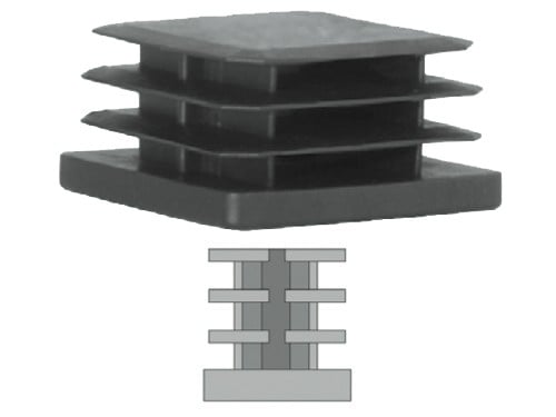 Puntali Alettati Quadri Neri – 25 × 25 mm