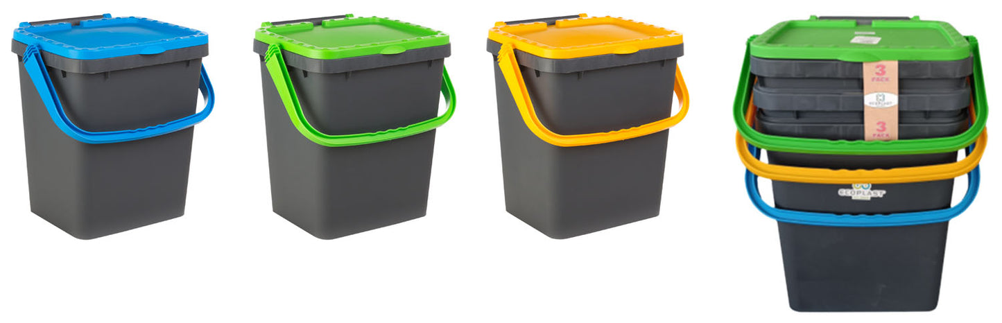 Pattumiere antiruggine set – 3 pezzi 35 L -ECP35TRIS