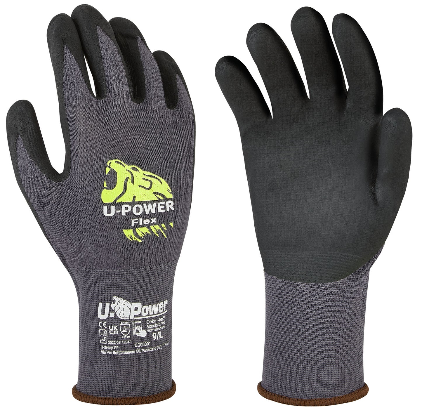 Guanti U-power Flex GRIGIO/NERO – M