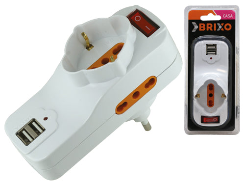 Adattatori Triplici Rotanti Brixo ++ 2USB – Default Title