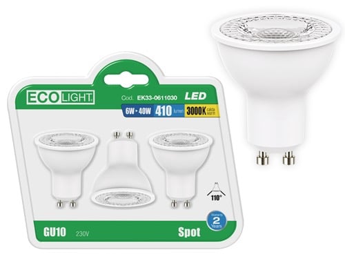 Lampadine Ecolight LED – GU10 SP6W C.confezione da 3 pezzi