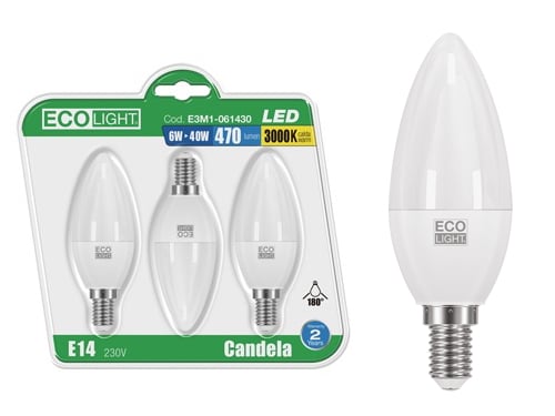 Lampadine Ecolight LED E14 – OL.6W N.confezione da 3 pezzi