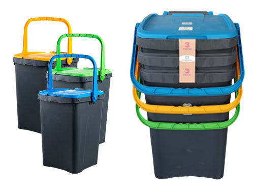 Pattumiere antiruggine set 3 pezzi 50 L -ECP50TRIS – Default Title