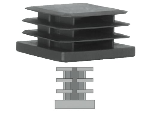 Puntali Alettati Quadri Neri – 20 × 20 mm
