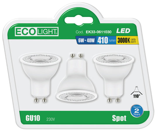 Lampadine Ecolight LED – GU10 SP6W N.confezione da 3 pezzi
