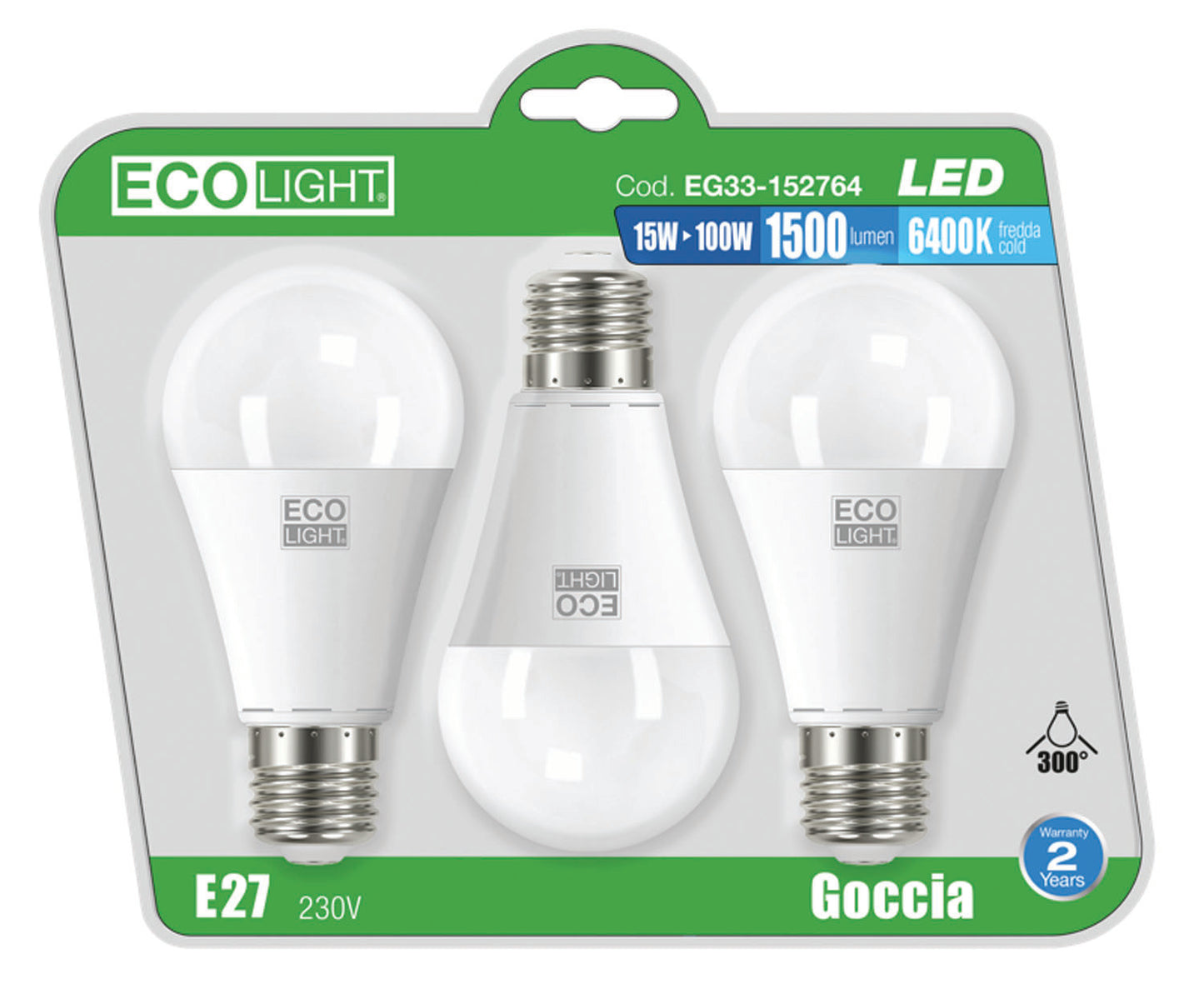 Lampadine Ecolight LED E27 – GO.15W F.confezione da 3 pezzi