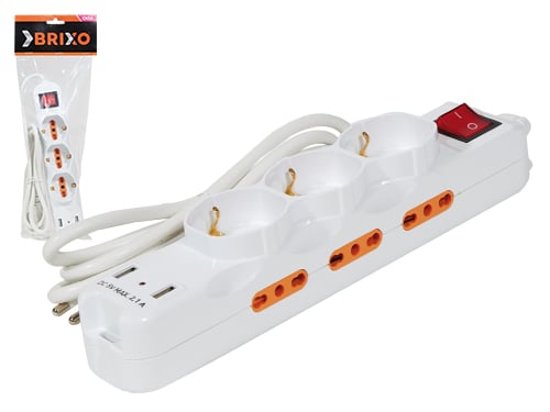 Multiprese Brixo 9 P.ti con interr.2USB – Default Title