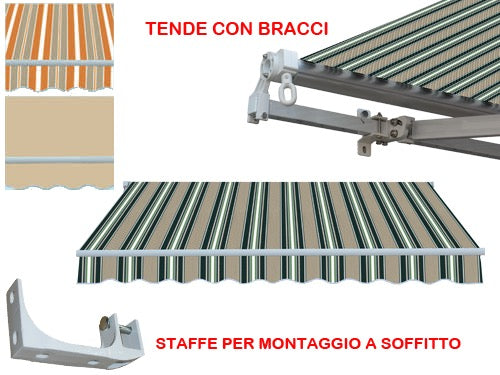 Tende da Sole con bracci 295X250CM VERDE/BEIGE – Default Title