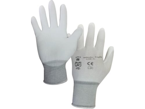 Guanti Palmo rivestito pu Bianco – Tg.m G104